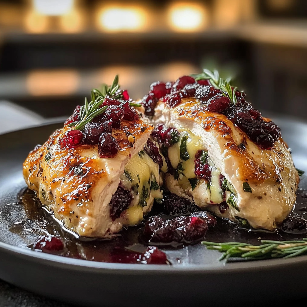 Recipe preparation for Impressive Cranberry Brie Stuffed Chicken