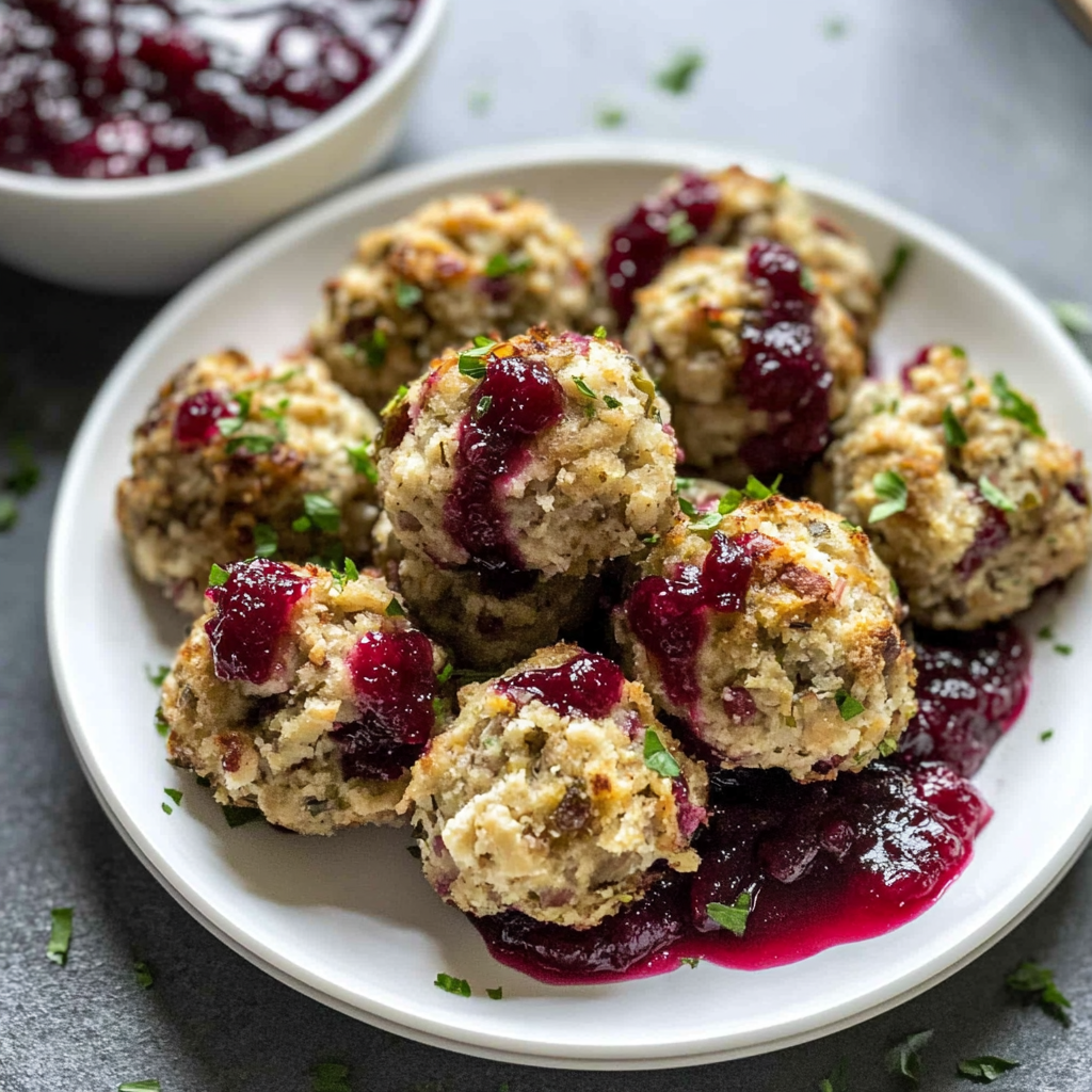 Recipe preparation for Cranberry Turkey Stuffing Balls