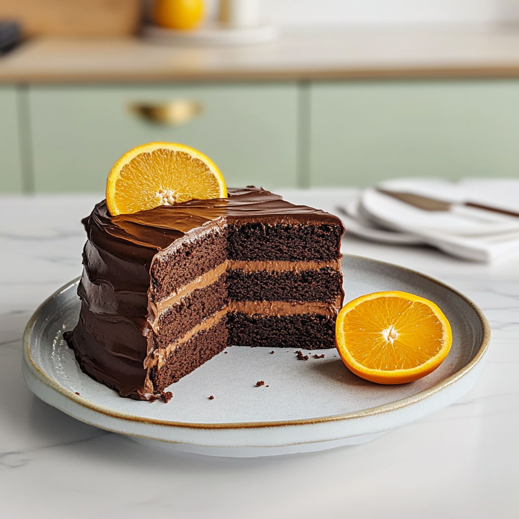 Recipe preparation for Chocolate Orange Layer Cake
