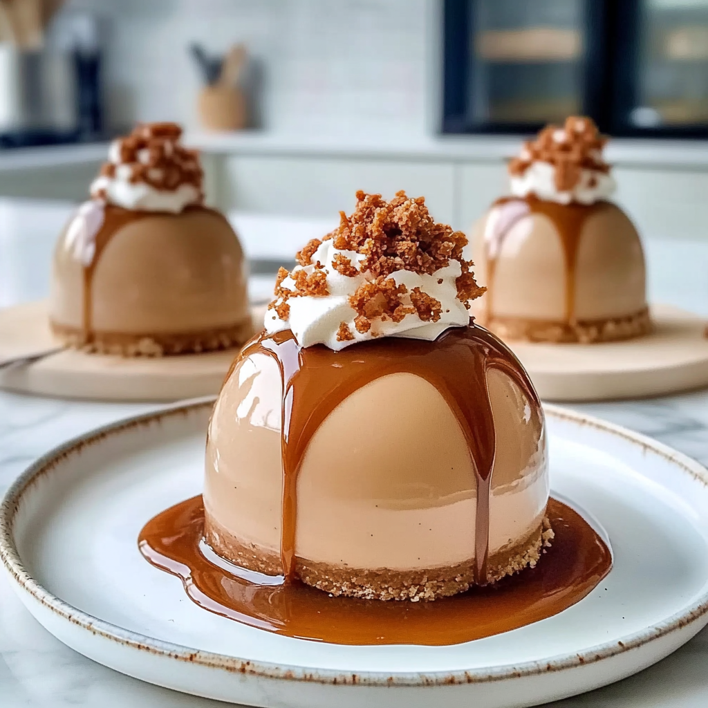 Recipe preparation for Gingerbread Latte Mousse Domes