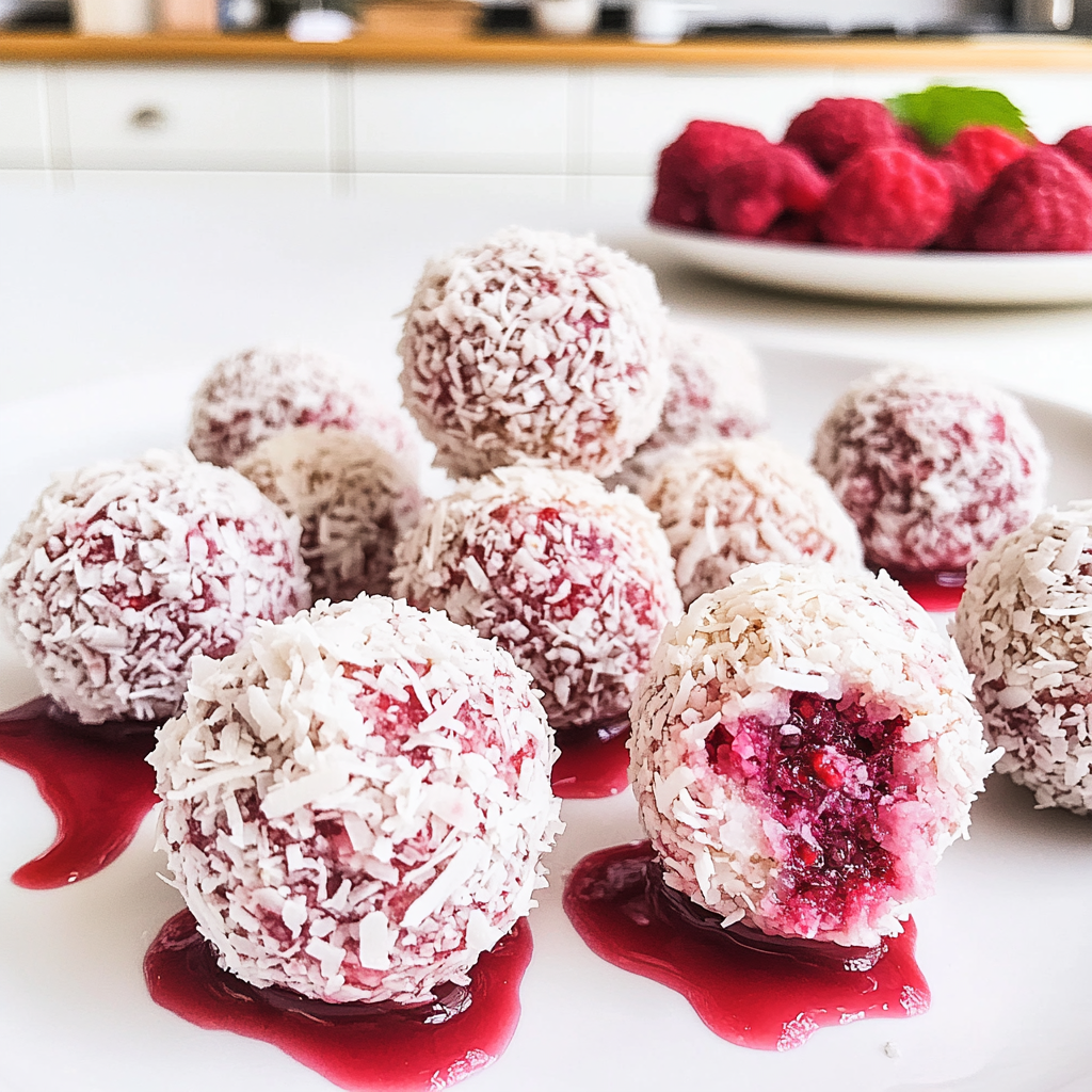 Recipe preparation for Raspberry Coconut Balls