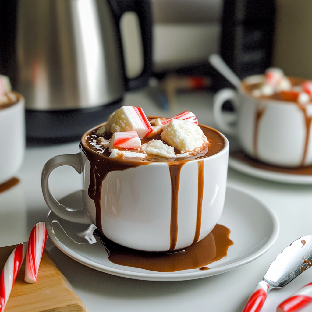 Recipe preparation for Slow Cooker Peppermint Hot Chocolate
