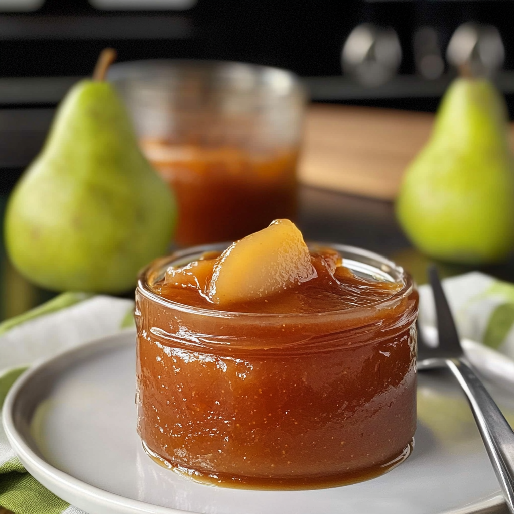 Recipe preparation for slow cooker salted caramel pear butter