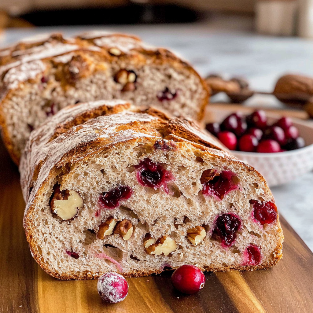 Recipe preparation for cranberry walnut sourdough bread