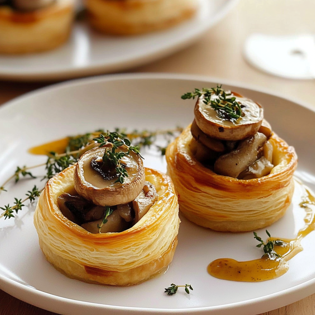 Recipe preparation for Mushroom and Thyme Vol-au-Vents