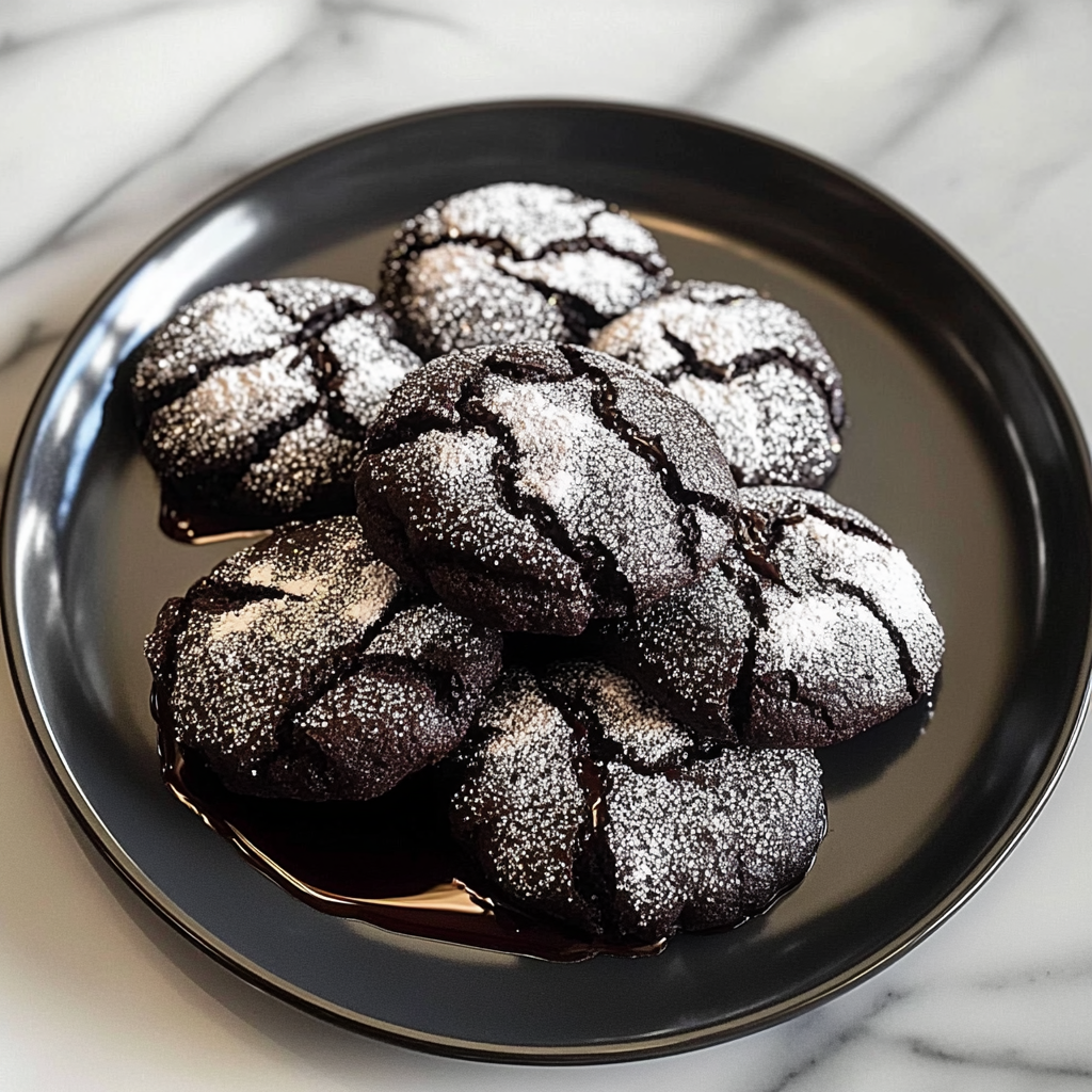 Recipe preparation for Sparkly Midnight Chocolate Cookies