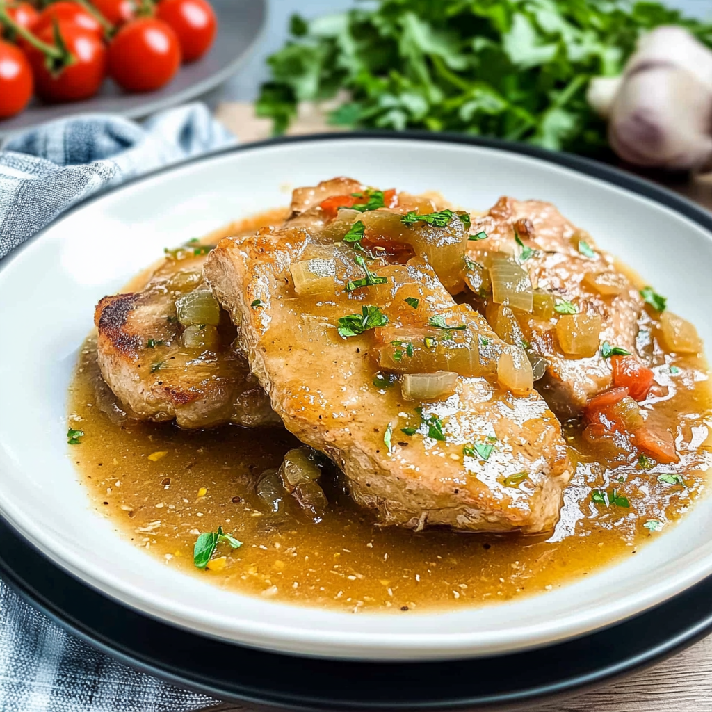 Recipe preparation for Slow Cooker Swiss Pork Chops