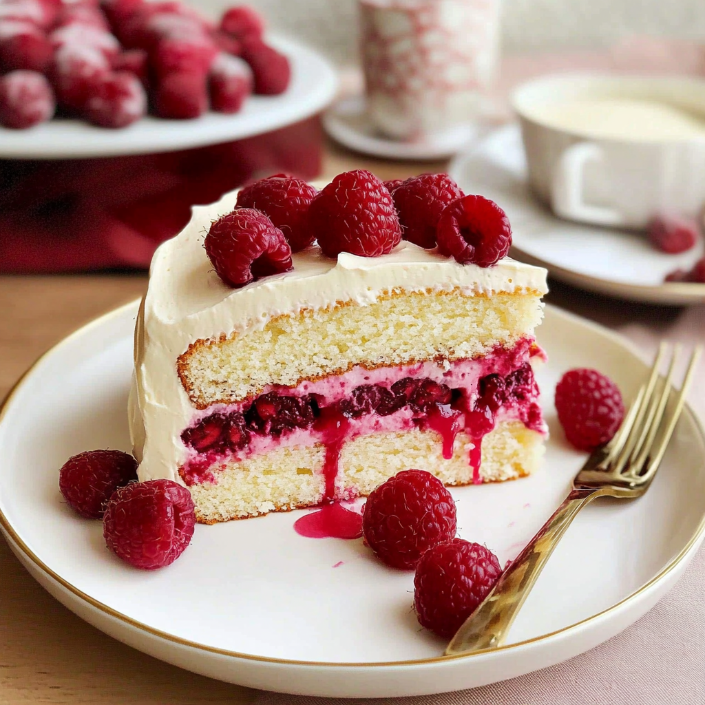Recipe preparation for White Chocolate Raspberry Dream Cake